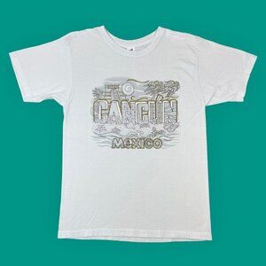 Vintage Heavy Weight Cancun Mexico White Short Sleeve T-Shirt Large